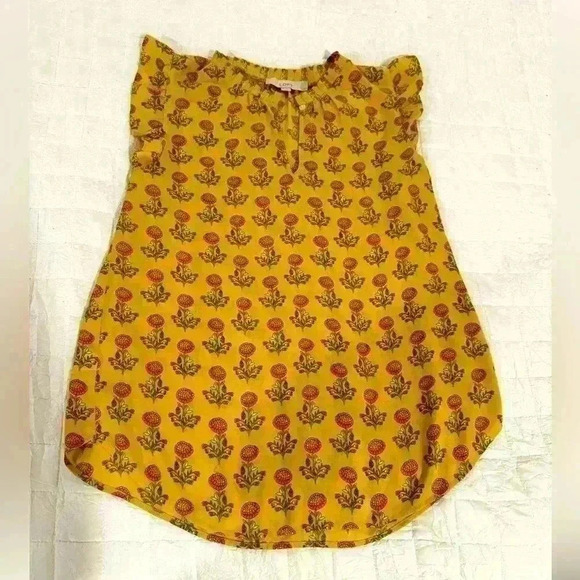 LOFT Peony Ruffle Split Neck Top - Med - Picture 1 of 4